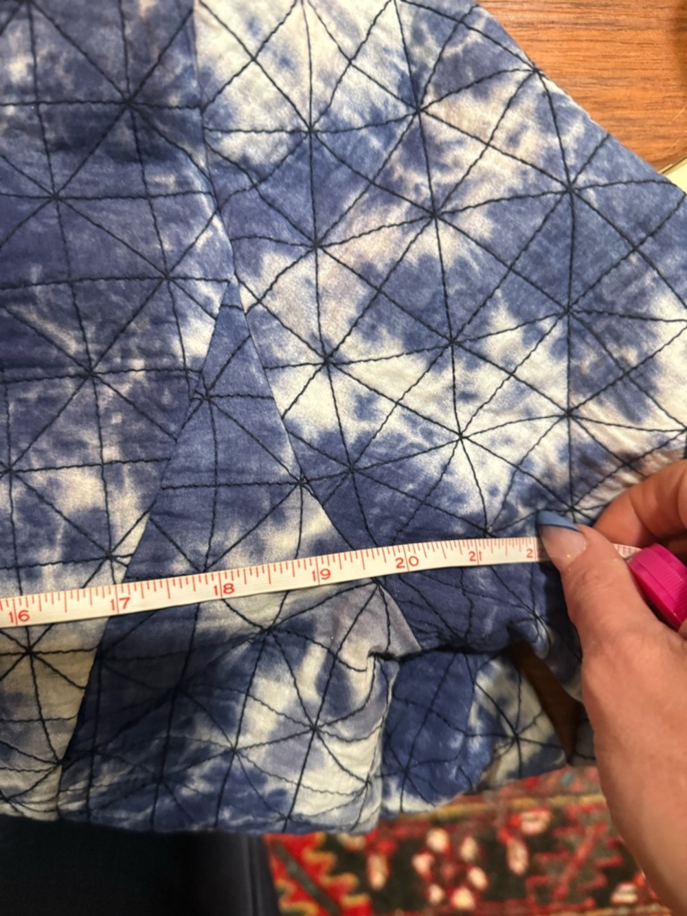 🔻Chico’s Embellished Indigo Tie Dye Quilted Jacket Beaded Boho Artisan Size 2 - Picture 8 of 8